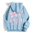 thumbnail image 6 of Puliio Womens Oversizes Hoodies Long Sleeved Bowknot Print Zipper Pocket Drawstring Pullover Casual Sports Swear Fall Winter Sweet Daily Wear Plus Size Hoody Hooded Sweartshirts, 6 of 6
