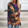 thumbnail image 2 of Mardi Gras Shirts for Women Glitter Carnival Long Sleeve T Shirts Sequins Crew Neck Holiday Blouse Gold 3XL, 2 of 5