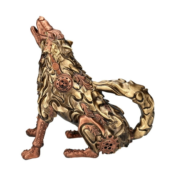 Pacific Giftware Steampunk Howling Alpha Wolf in Rustic Steel and Gears