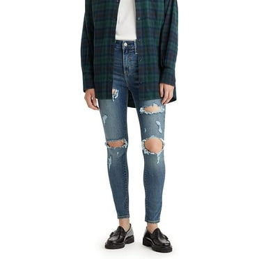 Levi's DARK INDIGO DESTRUCTED Women's 721 High Rise Jeans, US 10 Short| W30 L30