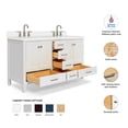 thumbnail image 3 of ARIEL 61" White Double Bathroom Vanity with Sink, 1.5" Edge Pure White Quartz Countertop & Backsplash, Rectangular Sinks, 4 Soft Closing Doors, 6 Full Extension Dovetail Drawers, Brushed Nickel, 3 of 10