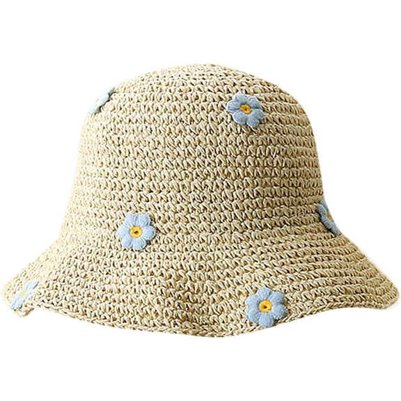 CoCoMangos Womens Casual Summer Straw Bucket Beach Hats Fashion Floppy Foldable Crochet Sun Hats Outdoor Breathable Travel Hat