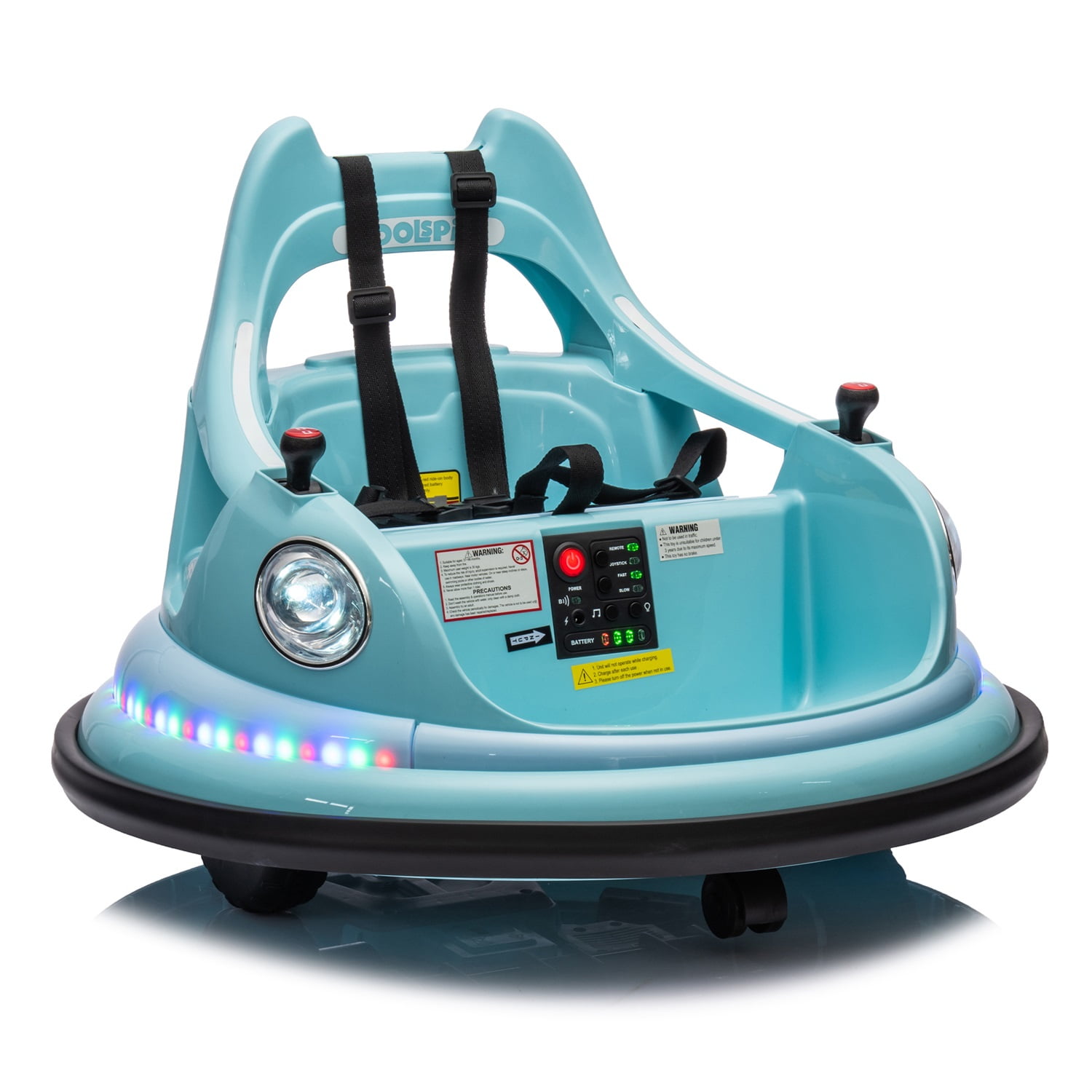 CIPACHO 12V Electric Ride On Bumper Car for Kids & Toddlers 1.5-5 Years Old, Baby Bumping Toy Gifts, LED Lights, 360 Degree Spin, Blue