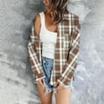 thumbnail image 4 of qolati Plaid Shirts for Women Spring Fall Long Sleeve Button Down Flannel Shackets Casual Loose Open Front Cardigan Jackets, 4 of 6