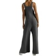 thumbnail image 4 of UAMVSH Jumpsuits for Women Casual Ribbed Knitted Trendy Sleeveless Rompers with Pockets Adjustable Strap Wide Leg Long Overalls Clothes, 4 of 7