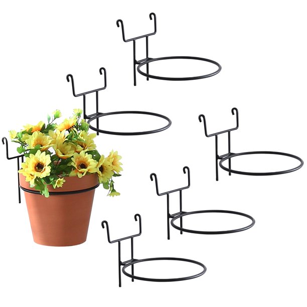 MyGift 7Inch Black Metal Wire Hanging Planter Holders for Wire Trellis