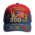 thumbnail image 3 of NIEWTR 250 Anniversary USA Hat Adjustable United States 250th Anniversary Hat 1776-2026 Embroidery USA Baseball Cap Men Women(A,One Size), 3 of 9