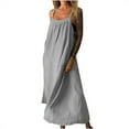 thumbnail image 2 of Meichang Robes à Bretelles Spaghetti pour Femmes Maxi Robe d'Été Sans Manches Coupe Ample Coton Lin Robes Été Swing Fluides Longues Robes, 2 of 6