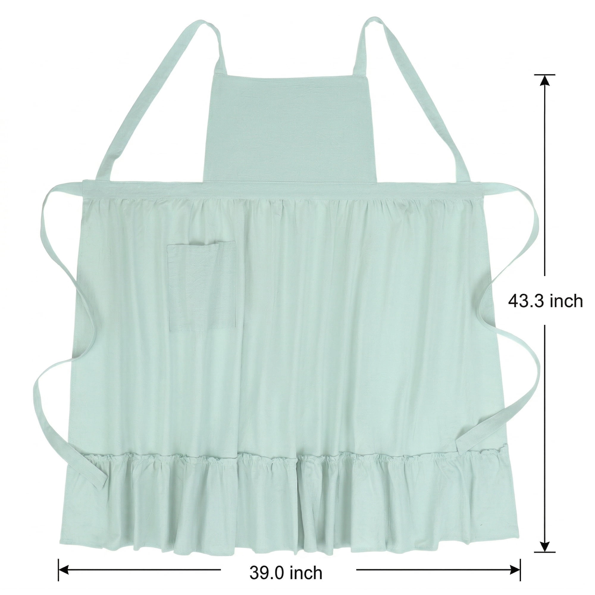 Unique Bargains Aprons for Women with Pockets Kitchen Apron Extra Long Waist Blue