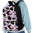 thumbnail image 4 of Uourmeti Stylish Backpack for Shopping Work, 17 Inch Personalized Polyester Backpack, Floral Print on Cow Pattern Background, 4 of 6