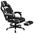 thumbnail image 4 of Gymax Fauteuil de Jeu de Massage Inclinable Fauteuil de Course avec Repose-Pieds Rétractable Maison Blanc, 4 of 10