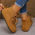 thumbnail image 5 of Willtoo Flat boots for Women Faux Suede Lace Up Ankle Boots Wide Round Toe Retro Style Street Footwear Flat Ankle Booties Brown, 5 of 5