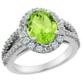 thumbnail image 1 of 10K White Gold Diamond Natural Peridot Engagement Ring Oval 10x8mm, size 8, 1 of 3
