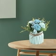 thumbnail image 4 of Nmdmisc Artificial Hydrangea Bouquet with Small Ceramic Vase Fake Silk Variety Flower Balls Flowers Decoration for Table Home Party Office Wedding (Blue), 4 of 6