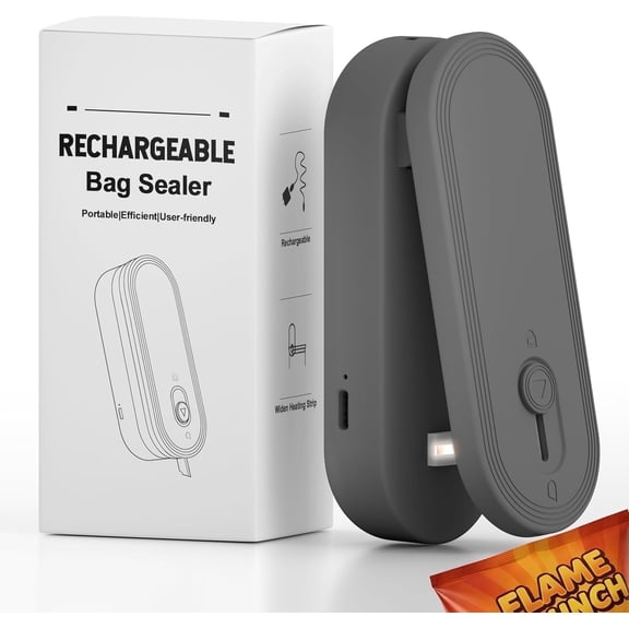 Mini Bag Sealer with Cutter and Magnet, 1800mAh Rechargeable Heat Sealer for Snack Chip Bags, Portable Food Saver Kitchen Gift for Women