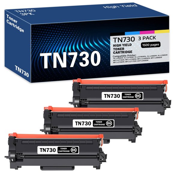 Cartucho de tóner negro INKSHOP TN730 compatible, 3 unidades, alto rendimiento