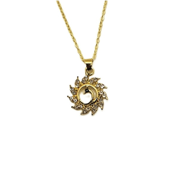 Omodo Phoenix Shaped Pendant, Clear, Necklace, Gold Tone, Women Jewelry, Birthday Anniversary, Valentine’s Holidays Gifts for Her