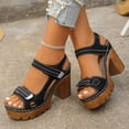 thumbnail image 3 of Rokment Platform High Heels Walking Work Sandals for Women 2026 Summer Fashion Comfortable Extra Chunky Block Heeled Ankle Strap Casual Dress Sandals Black Size 6.5, 3 of 7