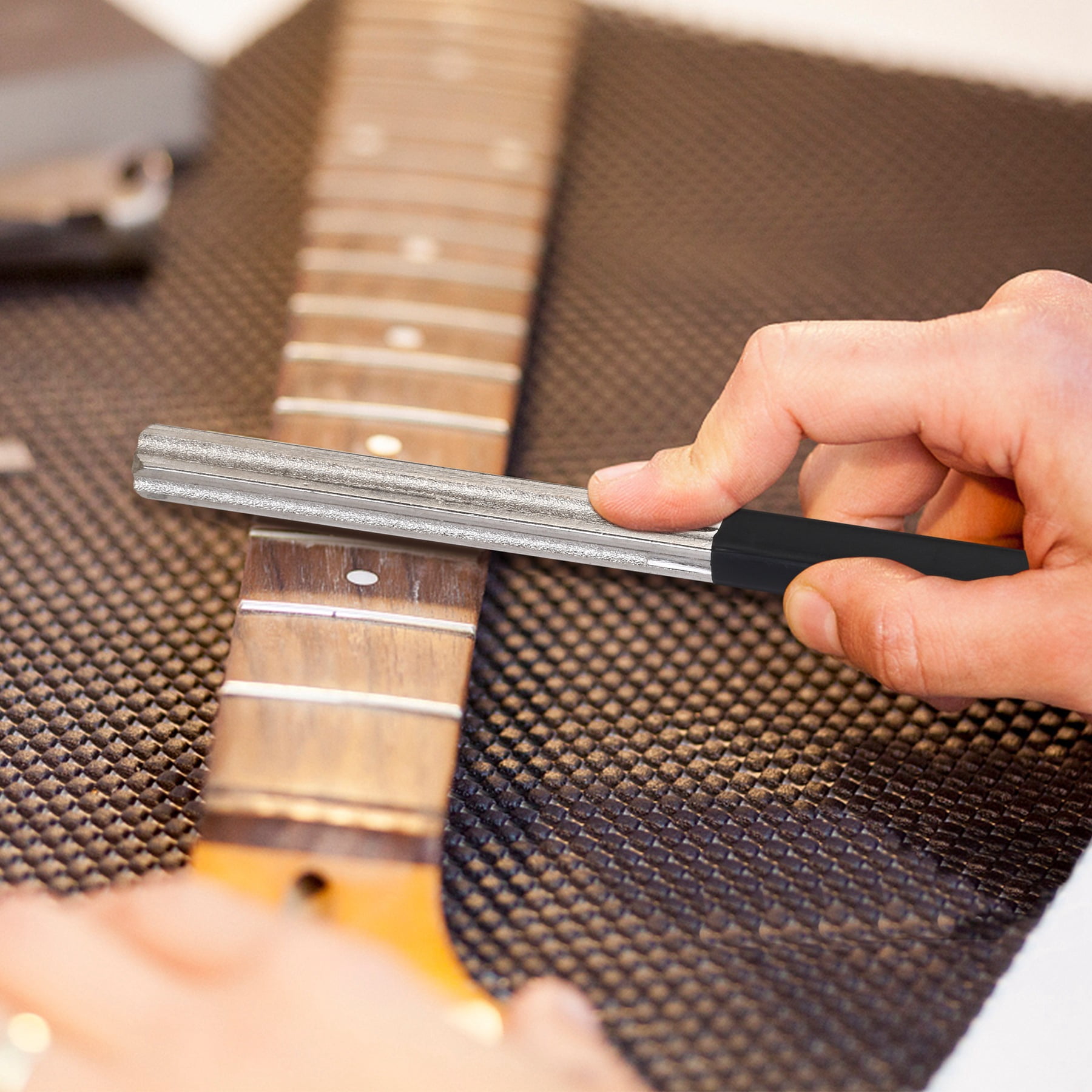4 Slot Carbon Steel+Diamond Grits Edges Guitar Fret Crowning File Dressing 2 Protection Sheet Luthier Tools