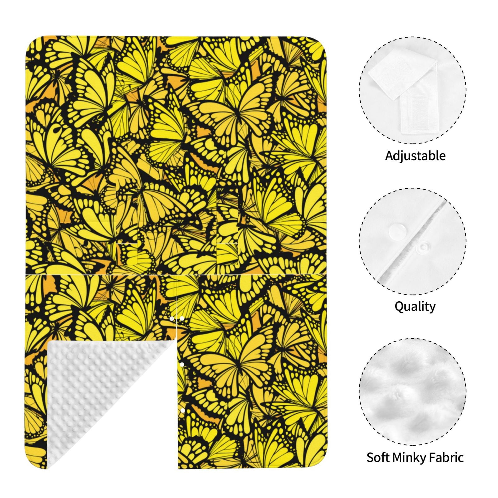 Naloa Yellow Butterflies Baby Car Seat Cover, Breathable Baby Carrier Cover, Multiuse Baby Carrier Cover & Nursing Breastfeeding Cover