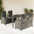 thumbnail image 1 of vidaXL 5 Piece Garden Dining Set with Cushions Grey Poly Rattan, 1 of 5