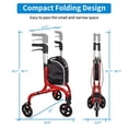 thumbnail image 2 of Andador Planetwalk Premium de 3 ruedas para personas mayores: andador plegable ultraligero de aluminio con tres ruedas, color rojo brillante., 2 of 5