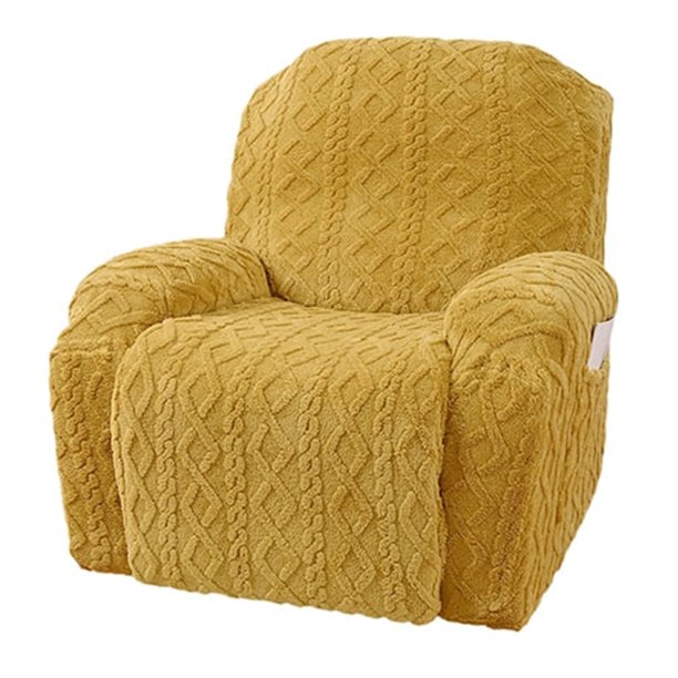 Sillón reclinable en liquidación con bolsillos, protector de silla de felpa lavable de doble tejido para perros y gatos, funda de sofá Chivas trenzada en jacquard grueso, color amarillo.