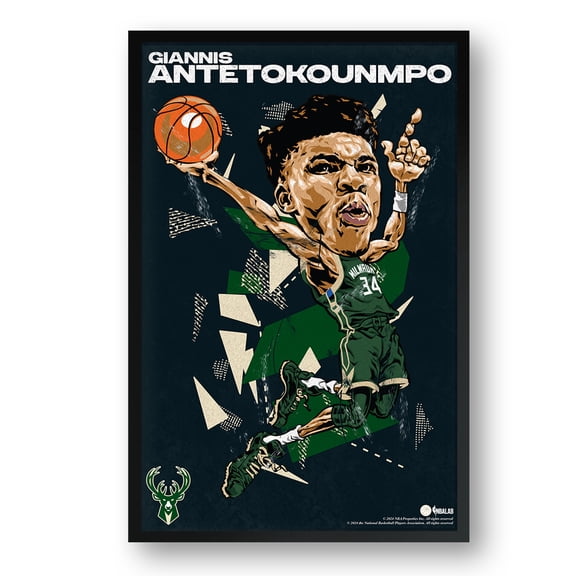 Giannis Antetokounmpo Milwaukee Bucks Framed 27" x 39" Player Caricature Art