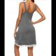 thumbnail image 5 of Camisón de Mujer con Cuello en V, Camisón de Encaje Suave, Gris, Talla M, 5 of 7