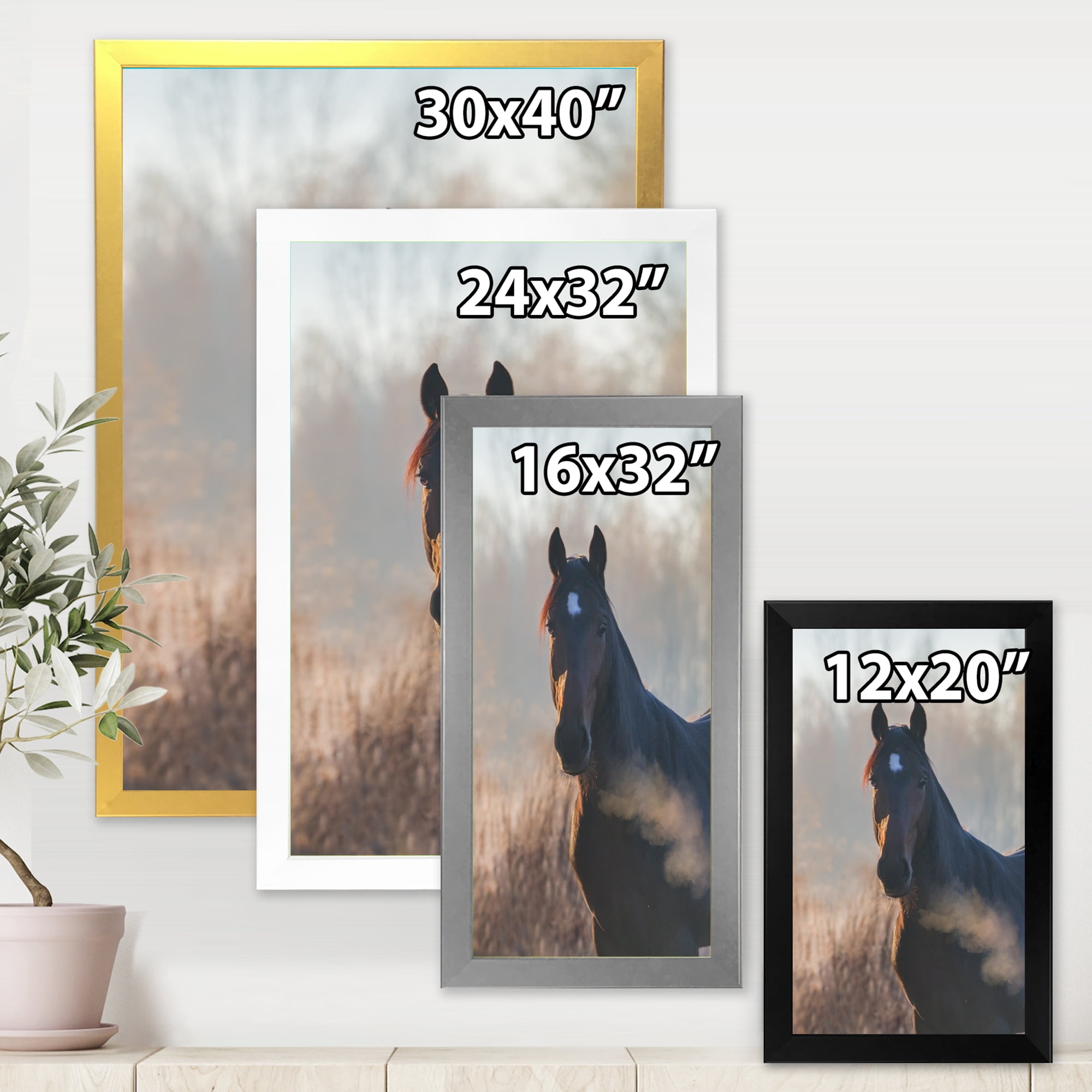 Designart 'Close Up Portrait Of A Horse On An Autumn Morning' Farmhouse Framed Art Print