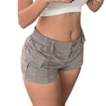 thumbnail image 2 of new women's cargo shorts y2k women's solid color stretch low-waist shorts with pockets women's pants-As photo shows-M, 2 of 6