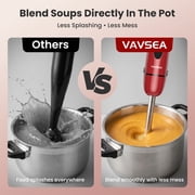 VAVSEA Immersion Blender, 1100W 5-in-1 Hand Blender, 24-Speed Stick Blender for Small Kitchen, Splash-Resistant Handheld Blender Mixer with Turbo Mode for Smoothies, Baby Food, Red