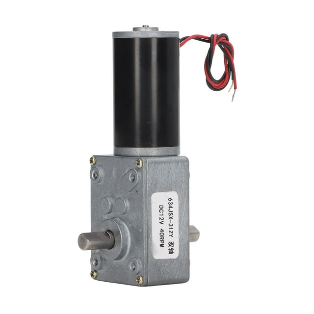 Motorreductor de doble eje, CC, 12 V, autoblocante, reducción de velocidad, sentido horario/antihorario, 40 RPM