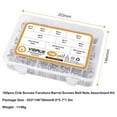 VIGRUE 180PCS M6 x 20/30/40/50/60/70/80mm Bolts Nuts Kit Furniture Bolt