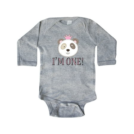 

Inktastic First Birthday Panda 1 Year Old Girl Gift Baby Girl Long Sleeve Bodysuit