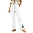 thumbnail image 3 of Oksale Lightweight Pants for Women Summer Lace Straight Leg Pants with Pockets Soft Comfy Drawstring High Waist Casual Pants Going Out Trousers 2026 White S, 3 of 7