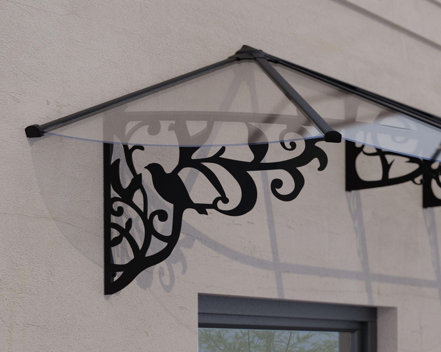 CANOPIA by PALRAM Lily 3 ft. x 7 ft. Door and Window Fixed Awning - Black