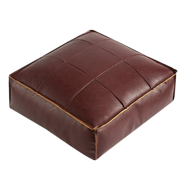 Reposapiés otomano de piel sintética, acolchado, marroquí, sin relleno, con funda para almacenamiento, cojín para el suelo y reposapiés sin relleno.