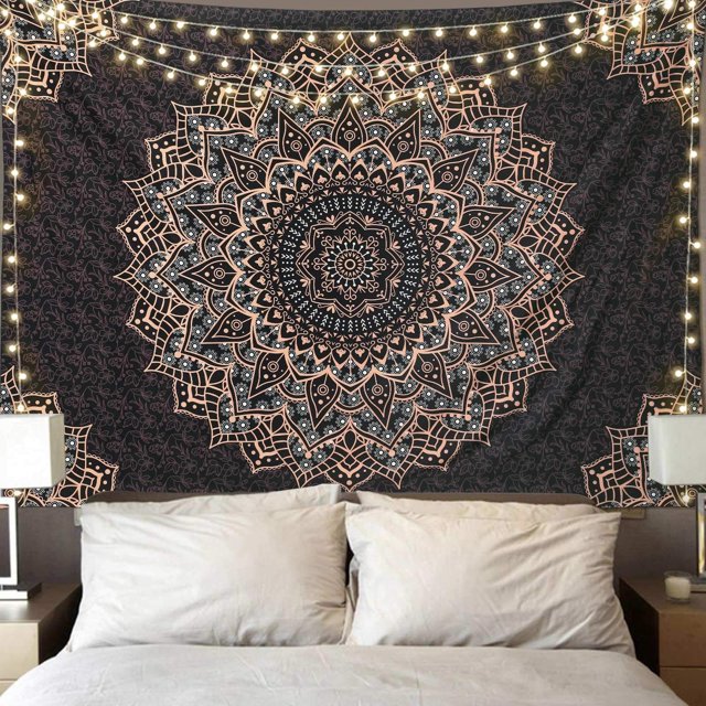 Tapiz de Pared Edeesky Mandala Negra Boho Decoración