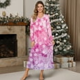 thumbnail image 4 of Tutolipy Cherry Blossom Printed Women Nightgowns V Neck Sleepwear Long Sleeve Nightshirts Breathable Loungewear for Home, 2XL, 4 of 7
