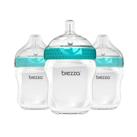 Baby Brezza Natural Baby Bottle -Easiest to Clean - Blue, 9oz, 3 Pack