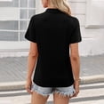 thumbnail image 3 of KDDYLITQ Polo Shirts for Women V Neck Solid Color Baggy Blouses Short Sleeve Collared Lounge Uniform Golf Causal Workout Dressy Shirts Black M, 3 of 4