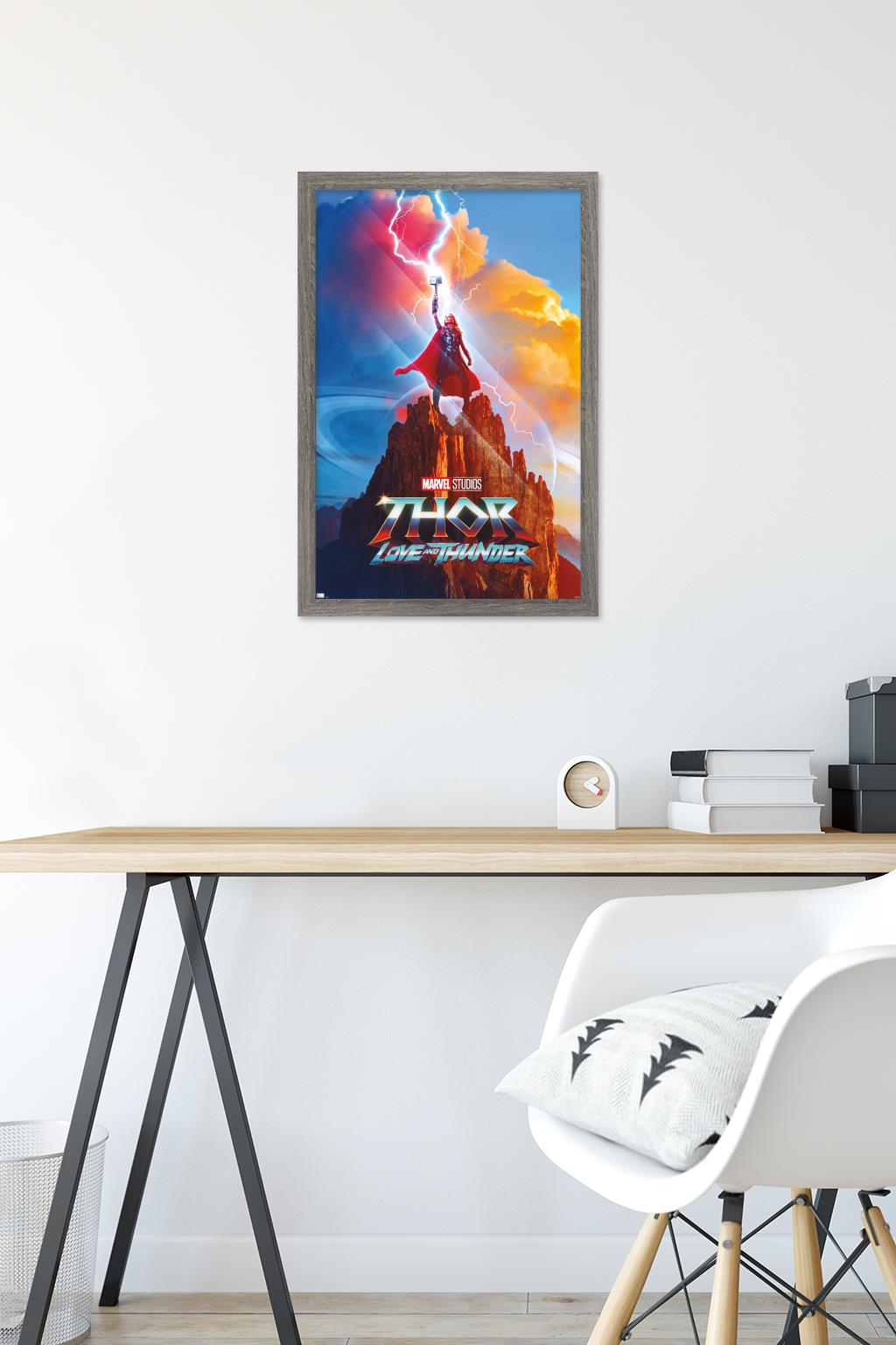 Marvel Thor: Love and Thunder - Mighty Thor One Sheet Wall Poster, 14.725" x 22.375" Framed