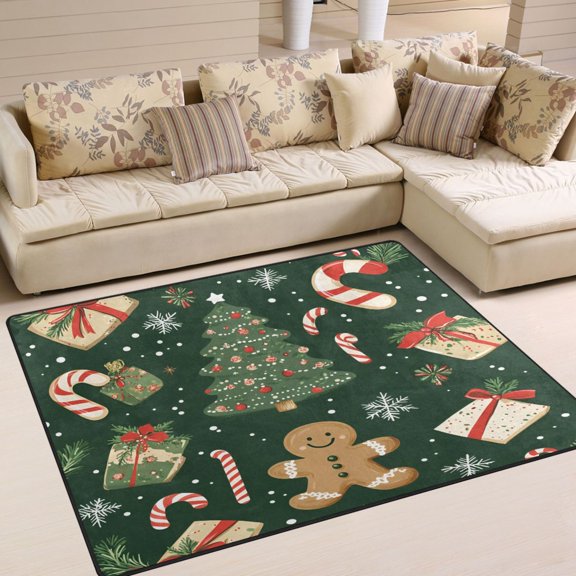 Yayeee Area Rugs for Living Room 5.2'x4' Non Slip Washable Bedroom Floor Carpet, Christmas Gift Pattern