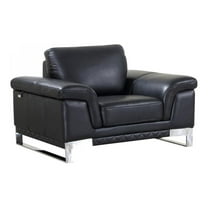 Titan Furnishings 17" Modern Genuine Italian Leather Chair in Black
