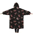 thumbnail image 2 of Oversized Wearable Blanket Hoodie,Black Christmas Car and Santa Pattern Sherpa Blanket Hoodie with Super Pockets,Super Warm Fuzzy Pullover for Women & Men, 2 of 6