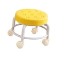 thumbnail image 3 of Taburete bajo con ruedas y poleas, pequeño, redondo y giratorio 360 degree amarillo, 3 of 9