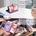 thumbnail image 5 of Wallet Case for Samsung Galaxy A35 5G 6.6-inch, Litchi Leather Flip Zipper Purse Cover with Card Holder, Detachable Wristlet, Kickstand Shockproof Protective Phone Case,Purple,For Galaxy A35 (5G), 5 of 9
