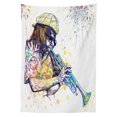 thumbnail image 3 of Ambesonne Jazz Tablecloth Rectangular Table Cover, Entertainment Vivid Art, 60"x84", Purple Yellow, 3 of 4