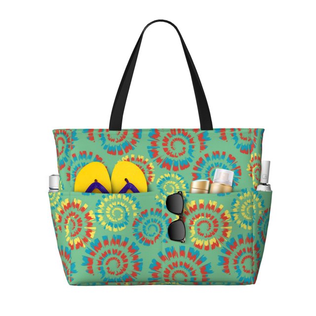 Easygdp Colourful Tie Dye Bolsa de Viaje de Playa de Gran Capacidad, Bolsa Tote Perfecta para la Playa, Escapadas de Fin de Semana y Viajes